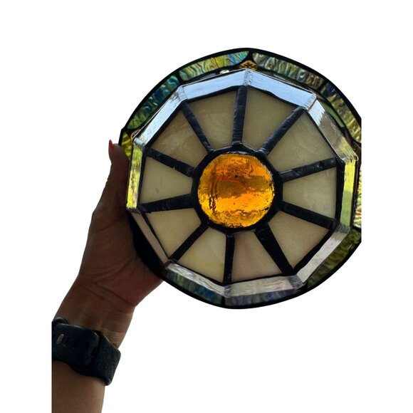 Art Nouveau/Victorian-Style Slag Glass Lamp Shade – 8" Bent Stained Glass - Picture 4 of 16